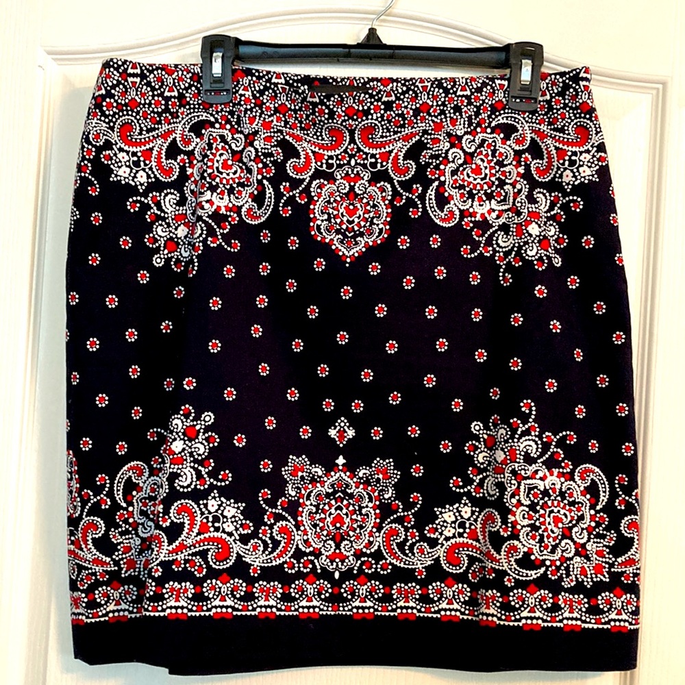 Talbots Navy Print Skirt 14